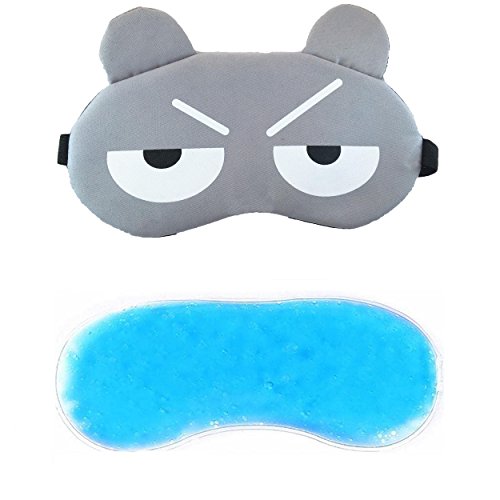 Jenna Line Cartoon Polyester Ice Gel Eye Mask for Insomnia, Meditation, Puffy Eyes and Dark Circles - Grey