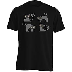 Gato Halloween Smiley Camiseta de los hombres r540m