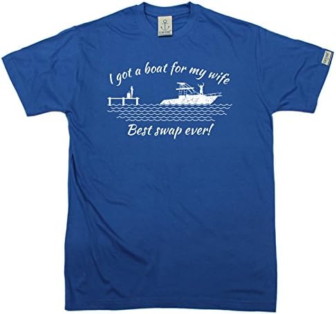 Ocean Bound Premium Premium I Got A Boat For My Wife Best Swap Ever t-Shirt Sailing Tee Sail Boating Top Yacht Kayak Canoe Watersports Birthday Gift Present (M - Royal) T-Shirt