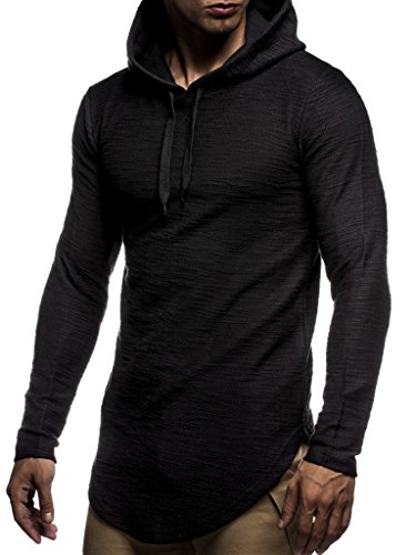 LEIF NELSON pour des Hommes Pullover Pull à Capuche Hoodie Longsleeve Sweatshirt Sweater avec Capuche LN6300  - Noir - Medium