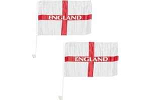 Molten Creek® England St Geroge's Cross Car Flag, Double Sided, Polyester, Lightweight & Foldable, Fan Support Flag for Parade, Sporting Events, Vehicles, Set of 2
