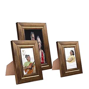 Amazon Brand - Solimo Collage Photo Frames, Set of 3, Tabletop (2 pcs - 4x6 inch, 1 pc - 6x8 inch), Golden