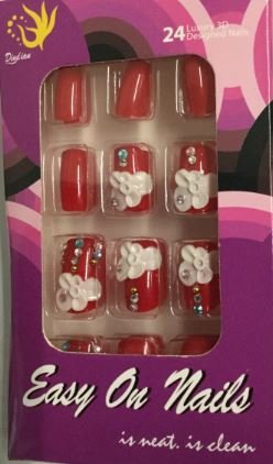 Preisvergleich Produktbild Kunstfingernägel inkl. Nagelkleber Kunstnägel verschiedene Motive Klebenägel künstliche Nägel Handschmuck Accessoire Schmuck Fingerschmuck Hand-Accessoires künstlich (Rot)