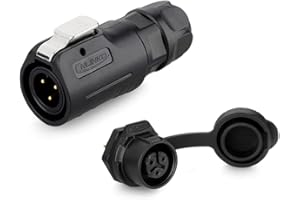 CNLINKO LP-12 Connecteur imperméable IP68 Connecteur circulaire industriel Connecteur de boîtier PBT Connecteur aviation Connecteur à dégagement rapide M12 2-8 Broches Prise filetés (3 Broches)