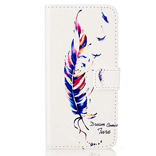 MUTOUREN Hülle für iphone 6 Plus iphone 6S Plus Schutzhülle [Kratzfeste, Scratch-Resistant] Bookstyle PU Lader HandyHülle Tasche Wallet Flip Case Lederhülle Brieftasche mit Standfunktion Kartenfächer Magnetic schließt Painted Muster- Bunt Feder + Metall Stylus Stift - 2