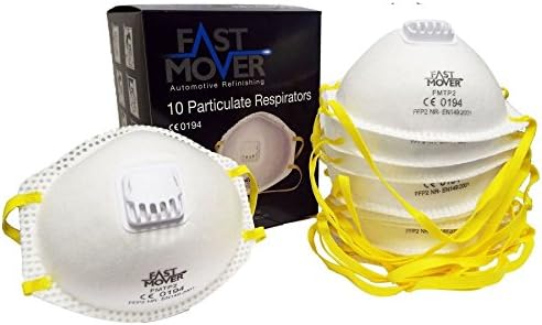 Fast Mover FMTP2 Particulate Respirators Valved Safety DIY Dust Masks Pack 10 Application Wood dust/Coarse dusts/Brick dust/Cement./Lead dust/Chrome/Silica/Welding fumes