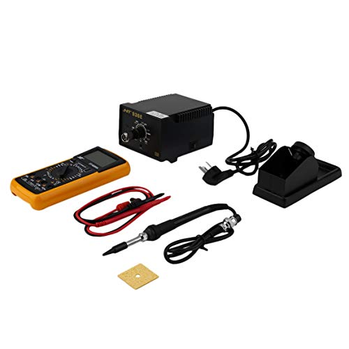 Preisvergleich Produktbild Funnyrunstore Professionelle Hand Universal Meter Allgemeine Bedienungsanleitung Bereich Digitalmultimeter Volt Meter mit 936E Schweißtisch (Farbe: Orange & Schwarz)