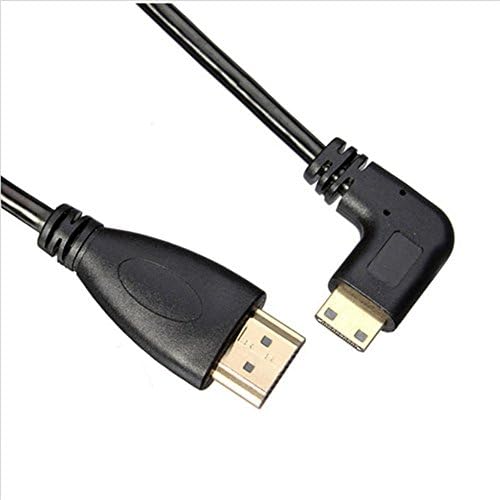 90 Degree Right Angle Mini HDMI Male to HDMI Male Stretch Spring Cable