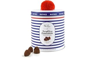 MATHEZ Truffes fantaisie aux éclats de caramel au beurre salé avec arôme naturel en boite métal - Boite métal de 250g