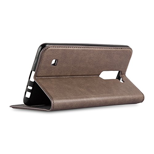LG STYLUS 2 Funda Estilo Libro de Cuero Sint  tico en MARR  N CAF   de Cadorabo  Dise  o IM  N INVISIBLE      Cubierta Protectora con Cierre Magn  tico  Tarjetero y Funci  n de Suporte     Protecci  n Carcasa Caja Etui Case Cover