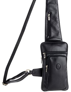 Herren-Bodybag aus echtem Leder mit Träger der Marke Nuvola Pelle Schwarz