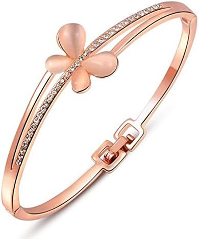 Uming Fashion Luxury women Bracelet jewelry,3 times of Real Gold Plating gold plated,Austrian crystal, Opal,party bracelets - Rose Gold Butterfly