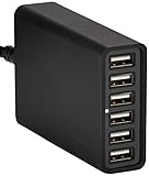 AmazonBasics USB-Ladegerät mit 6 USB-Ports, 60 W, Schwarz