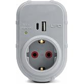 UFO New Single Current Protected 5V 2.4A Fast Charging with USB and Type-C, Switched Grounded Socket, Continuous Protection, 16A 250V, Max 350
