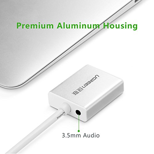 UGREEN DisplayPort auf VGA Adapter Full HD 1080p inkl. Audio DP Stecker zu Vga Buchse mit Hochwertigem Aluminiumgehäuse für Grafikkarten, Monitor, HDTVs, Projektor, Beamer vergoldete Kontakte Silber - 2