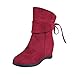 Produktbild Damen Stiefel | Weibliche Wildleder | Biker Knöchel Trim | Flache Multicolor Draht | Warme Martin | Stiefel Schuhe Winter | Sunday (Rot, 36 EU)