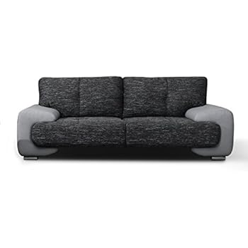 Spacio Canape Fixe Simili 3 Places 121x56x43cm Noir Amazon Fr