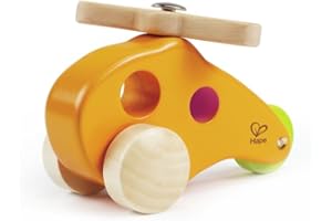 Hape E0051 Little Copter - Wooden Push and Pull Along Toy - Suitable for 10 months and up, multicolor