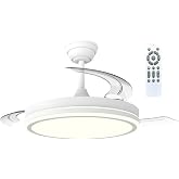 wonderlamp Ceiling Fan Retractable Blades with LED Light with Remote Control 48W