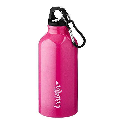 Andy-Wall - Borraccia in Alluminio, con Nome, 400 ml, Stampa Personalizzata, Colore: Rosa Fluo