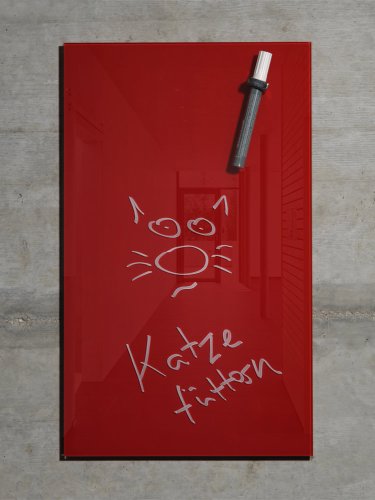 Glas Magnettafel / Magnetboard MAX 50x30 cm rot inkl. 5 Magnete, Glasmagnettafel / Magnetwand / Memoboard