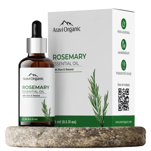 Aravi Organic Rosemary Essential Oil for Hair Growth, Quick Hair Growth Rosemary Oil & Hair Fall Control - 100% Pure, Natural