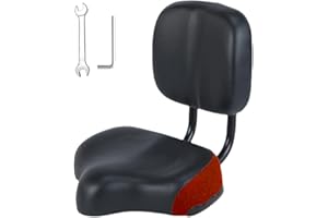 Tumnea Sillín de Bicicleta Sillín de Bicicleta con Respaldo Sillín de Bicicleta de Gran tamaño Asiento de Bicicleta cómodo Reemplazo Cojín de Bicicleta Acolchado de Espuma viscoelástica Ancha