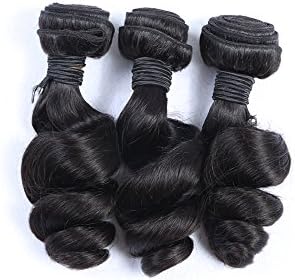 Quercy Hair® Unprocessed Raw Virgin Loose Wave Sprial Curl Bouncy Curly Natural Color Human Hair Bundles (12inch)