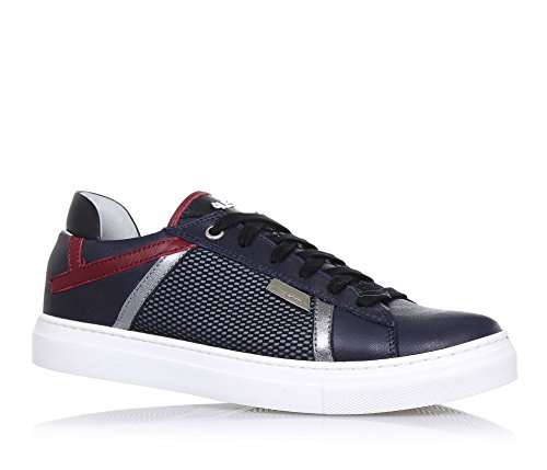 4US Cesare PACIOTTI - Scarpa Blu Stringata, in Pelle e Tessuto, Made in Italy di Alta Qualità, con Logo Metallico sulla Linguetta e sul Laterale, Inserti Rossi, Bambino, ragazzo-32