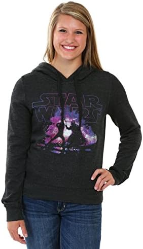 Star Wars Galaxy Fight Snow Heather Juniors Hooded Sweatshir Large