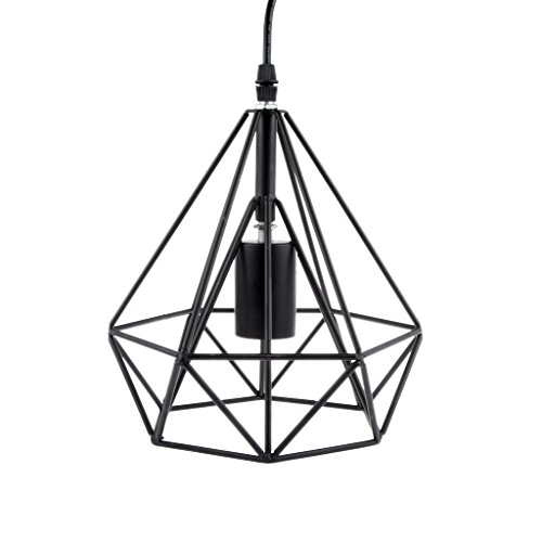 Gazechimp Vintage Metall Diamant Form Lampenschirm Schirm mit Kabel für Hängeleuchte Pendelleuchte Schwarz - 5