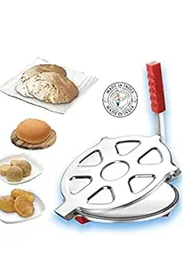Heavy Quality Stainless Steel 7.5 inch Dia.Puri Maker Press Machine with Hand Manual Stainless Steel Roti Press Papad/Khakhra/Chapati MakerRed