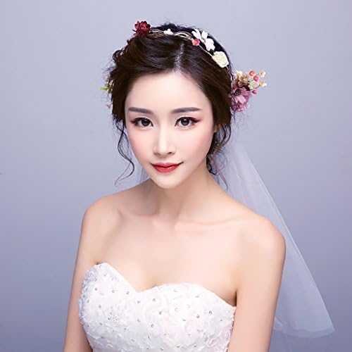 wreath Fairy hair band Handmade flowers veil Bride headdress Beach vacation photography Hair with headdress