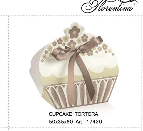 20 Pieces Box Box Paper Cupcake Taupe Portaconfetti 5 x 3.5 x 8 cm