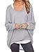 Jastore®Damen Pullover lässig Asymmetrisch Langarm Pulli Strickjacke Lose Jumper T-shirt Tops Bluse Fledermausflügel-Ärmel Shirt langarmshirt (S, Grau)