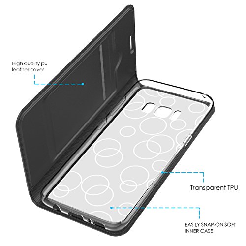 Samsung Galaxy S8 Plus PU Leder hülle Case Moonmin® Bookstyle Klapphülle Wallet Tasche Flip Tasche mit Kartenfach und Ständer Anti-Rutsch Stoßfest hülle + StylusStift für Samsung Galaxy S8 Plus 2017 (Schwarz) - 3