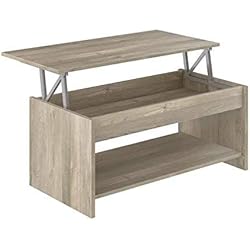 Marque Amazon - Movian - Table basse avec plateau relevable et petite étagère Aggol Modern, 50 x 100 x 44, Effet Chêne