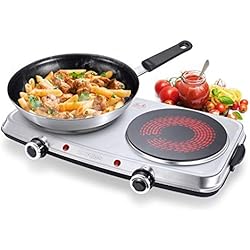 SUNAVO Plaque Électrique en Vitrocéramique Portable Plaques de Cuisson Double Cuisinière 2400W