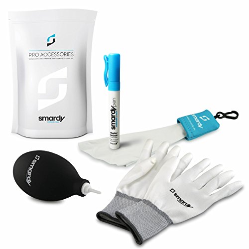 smardy - 5in1 Kit pulizia - 10ml SprayPen + Pompetta + Paio di Guanti antistatici + Panno in microfibra nel sacchetto + M&L Borsa nera - per Smartphone Notebook TV Fotocamere Lenti ecc.