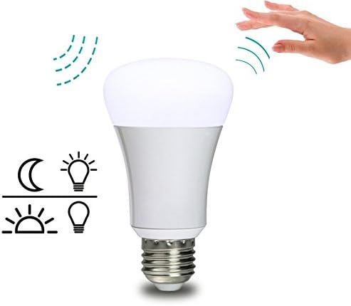 Lombex Motion Sensor Light Auto On/Off Smart Led Bulb Wireless Night Light Microwave Sensor Lights For Kitchen Corridor Bathroom Hallway Stairs Front Porch Garage Etc.(Warm White)