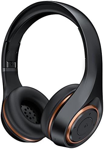 Bluetooth Headphones Over Ear, MEAMOR Hi-Fi Stereo Wireless Headset with Microphone, Foldable, YM550 Soft Memory-Protein Earmuffs, Wired Mode for PC/ Cell Phones/ TV (BT530 Black)