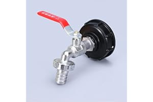 ERMA Grifo cubeta de 1000 L para depósito de agua de lluvia, adaptador de depósito de agua IBC de 1/2 pulgadas, grifo de material de aleaciónfabricado en polipropileno con rosca grande de 60 mm