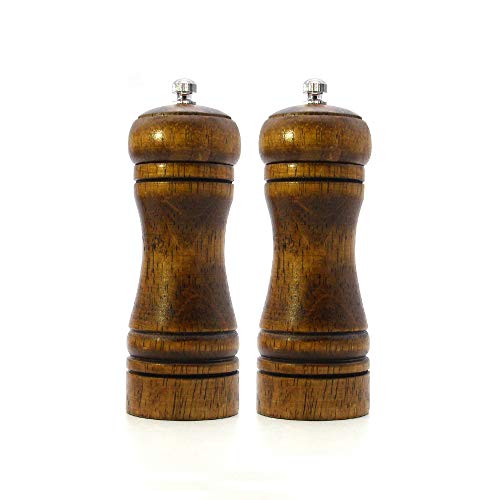 Wooden Salt and Pepper Grinder Premium Mill with Ceramic Spice Manual Grinder Kitchen(6inch*2)