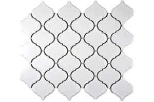 CONWIRE Keramikfliese Retro Vintage Mosaik Fliese Keramik Florentiner weiß matt für BODEN WAND BAD WC DUSCHE KÜCHE FLIESENSPIEGEL THEKENVERKLEIDUNG BADEWANNENVERKLEIDUNG