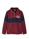 Polo de manga larga. VERTBAUDET Polo niño Manga Larga Rojo Oscuro Liso con Motivos 12-14 Anos, 162CM