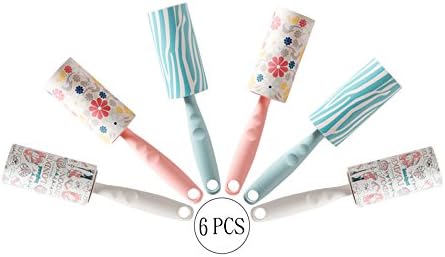 Lovetree 6 Pack of Sticky Lint Roller with 50 sheets Sticky Paper Each Designed for Removing Lint, Dust &amp; Animal Hair from Clothes &amp; Upholstery, 3 Color