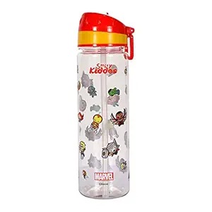 Smily Kiddos Marvel Super Heroes Straight Water Bottle Orange Dishwasher Safe Water Bottle Leak Proof Flip Top Lid Water Bottle