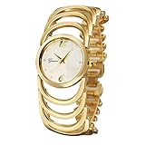 Webla Damen Einfach Design Edelstahl Armbanduhr Quartzuhr Analog mit Batterie (Gold)