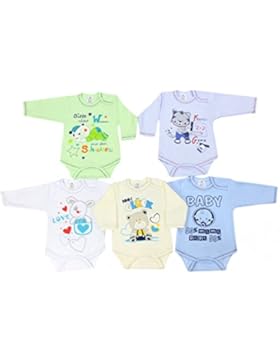 TupTam Baby Langarm-Body mit Aufdruck Spruch Babybody Mädchen Bodys Jungen im 5er Pack