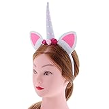 MagiDeal Einhorn Stirnband mit Ohren Kostüm Party Festival Fasching Kostüm - Rosa -